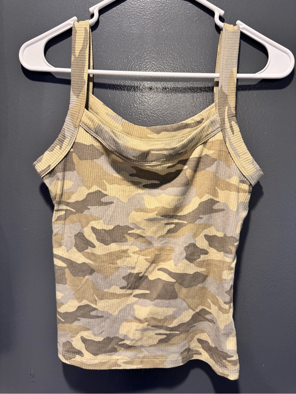 American Eagle Outfitters Tan Camo Ribbed Tank